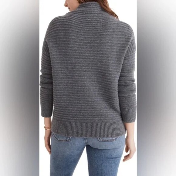 Madewell Belmont Mock Neck Sweater S Chunky Ribbed Knit Relaxed Fit Gray - Picture 3 of 9
